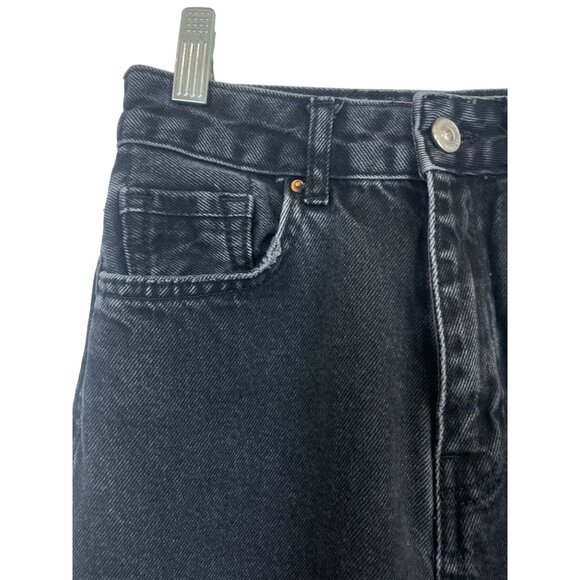 Stradivarius Womens Super Wide-Leg High-Waisted Denim Jeans Black Size 2 - Picture 4 of 8